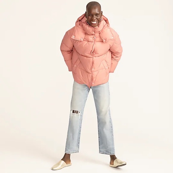 J Crew Pink Flurry Puffer Jacket With Primaloft Hooded Large Collar Size… - Picture 4 of 4